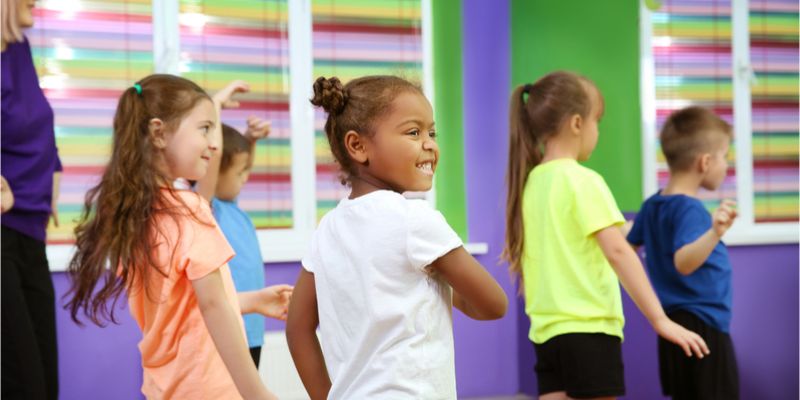 children dancing in class